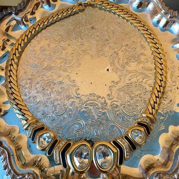 RAre Chr.{DIOR} snake weaved choker chain stone necklace - Picture 3 of 5